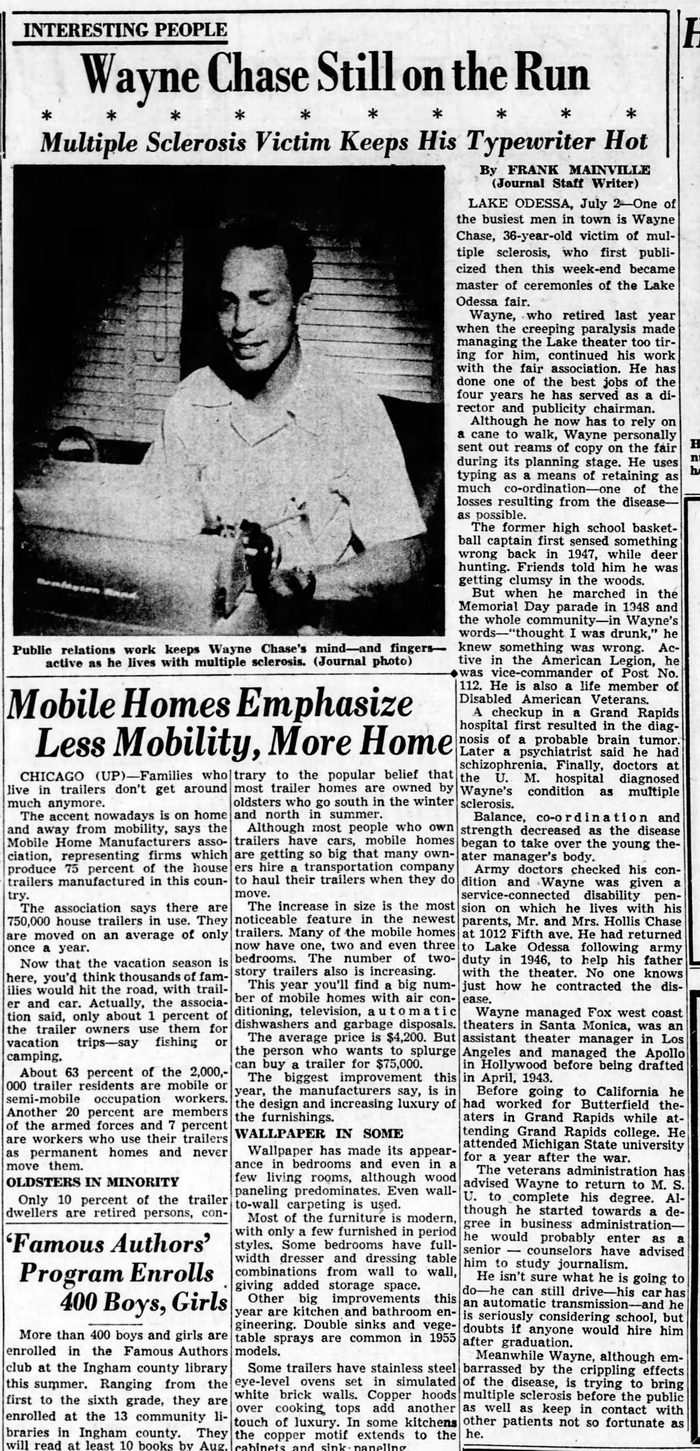 Lake Theatre - July 1955 Profile On Wayne Chase (newer photo)